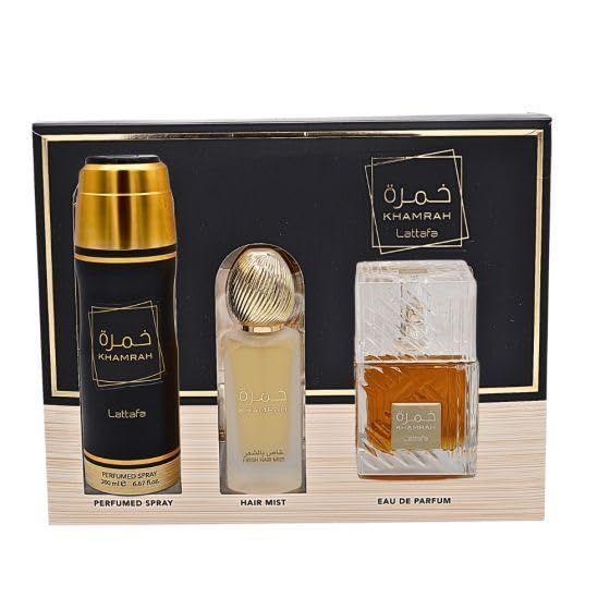 Conjunto de Presente Lattafa Khamrah - 3 Unidades EDP (100ml) +